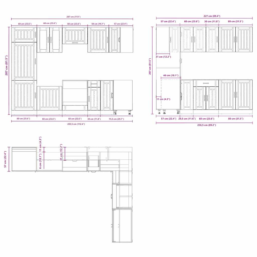 14 Piece Kitchen Cabinet Set Lucca Gloss White Engineered Wood