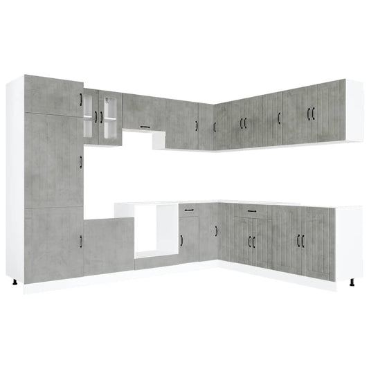 14 Piece Kitchen Cabinet Set Lucca Concrete Grey Engineered Wood