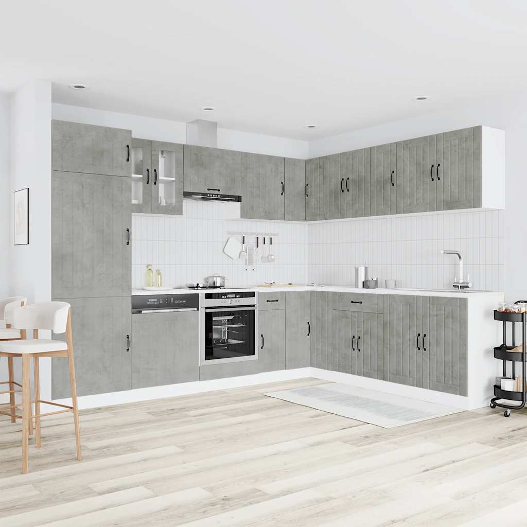 14 Piece Kitchen Cabinet Set Lucca Concrete Grey Engineered Wood