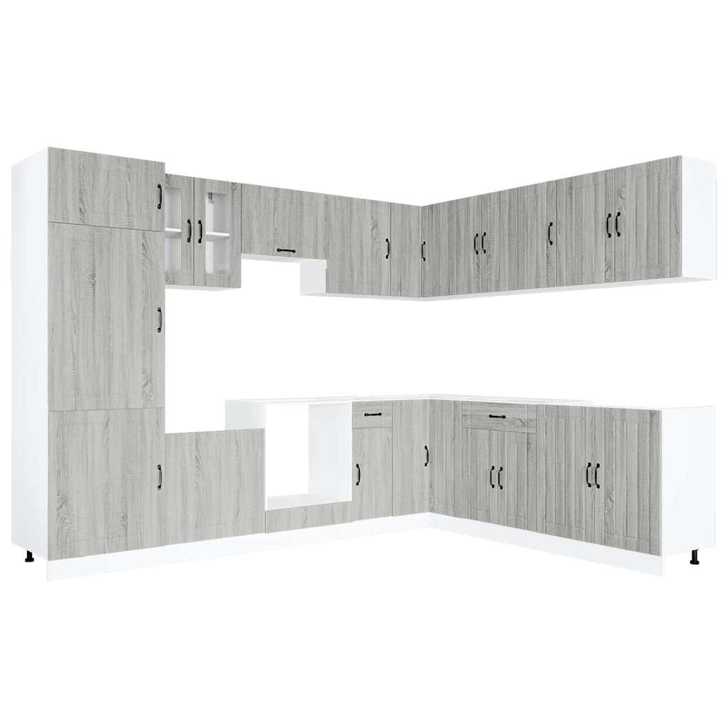 14 Piece Kitchen Cabinet Set Lucca Grey Sonoma Engineered Wood