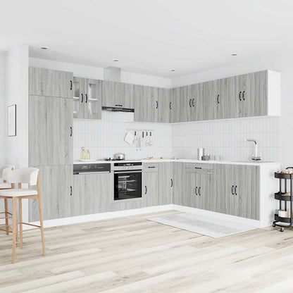 14 Piece Kitchen Cabinet Set Lucca Grey Sonoma Engineered Wood