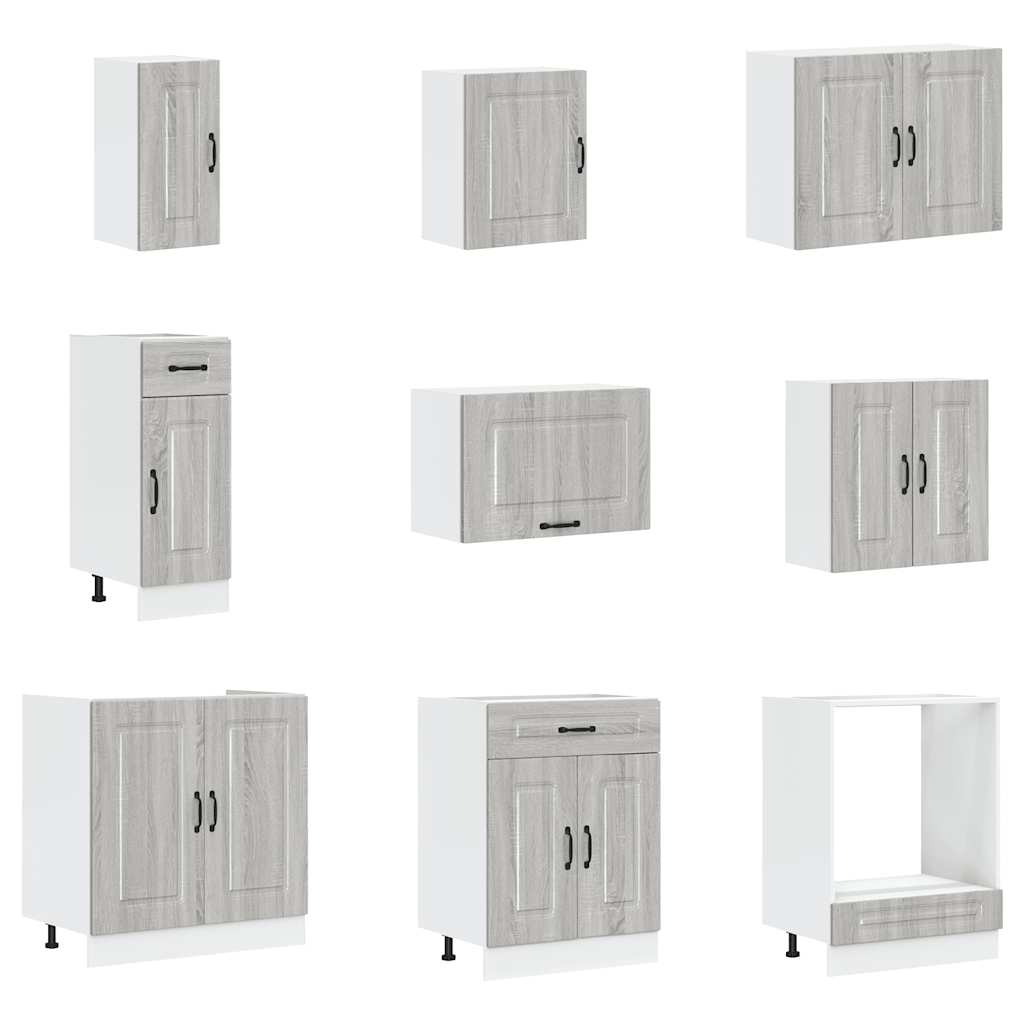 14 Piece Kitchen Cabinet Set Lucca Grey Sonoma Engineered Wood