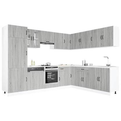 14 Piece Kitchen Cabinet Set Lucca Grey Sonoma Engineered Wood