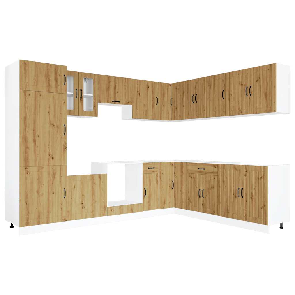 14 Piece Kitchen Cabinet Set Lucca Artisan Oak Engineered Wood