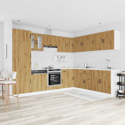 14 Piece Kitchen Cabinet Set Lucca Artisan Oak Engineered Wood
