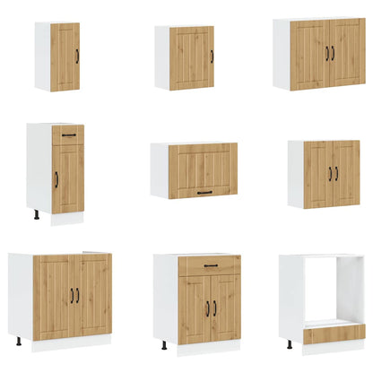 14 Piece Kitchen Cabinet Set Lucca Artisan Oak Engineered Wood