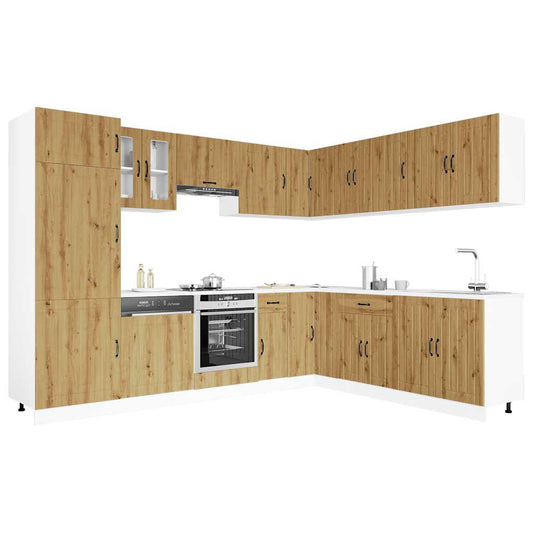 14 Piece Kitchen Cabinet Set Lucca Artisan Oak Engineered Wood