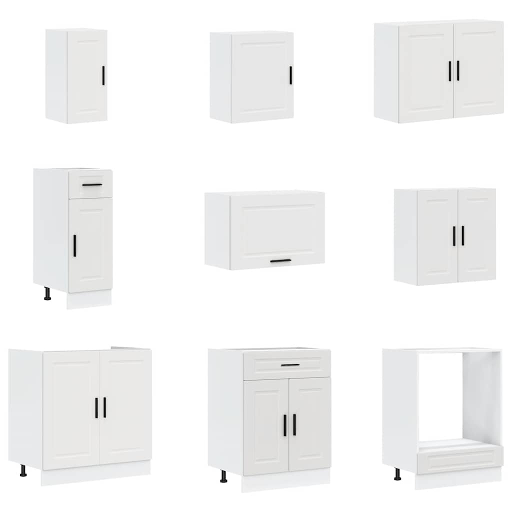 14 Piece Kitchen Cabinet Set Porto White Engineered Wood