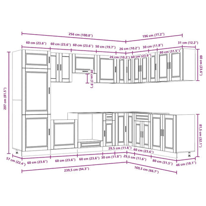 14 Piece Kitchen Cabinet Set Porto White Engineered Wood