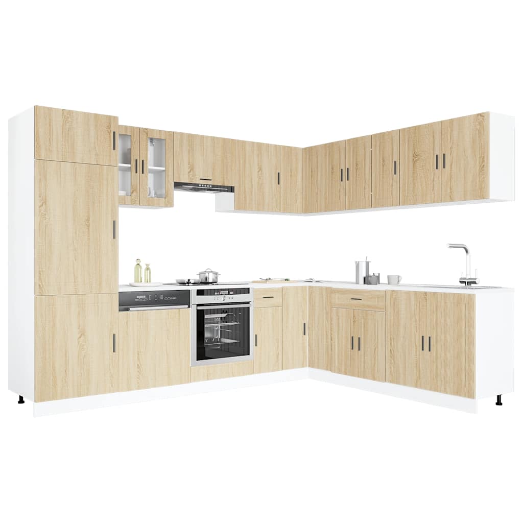 14 Piece Kitchen Cabinet Set Porto Sonoma Oak Engineered Wood