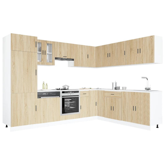 14 Piece Kitchen Cabinet Set Porto Sonoma Oak Engineered Wood