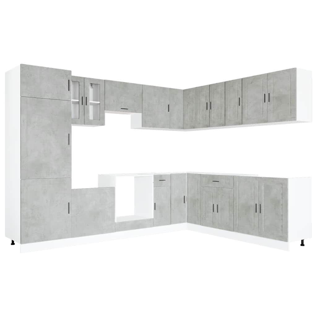 14 Piece Kitchen Cabinet Set Porto Concrete Grey Engineered Wood