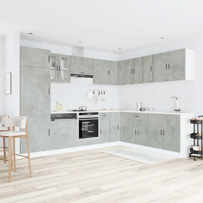 14 Piece Kitchen Cabinet Set Porto Concrete Grey Engineered Wood