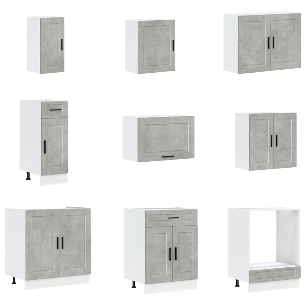 14 Piece Kitchen Cabinet Set Porto Concrete Grey Engineered Wood