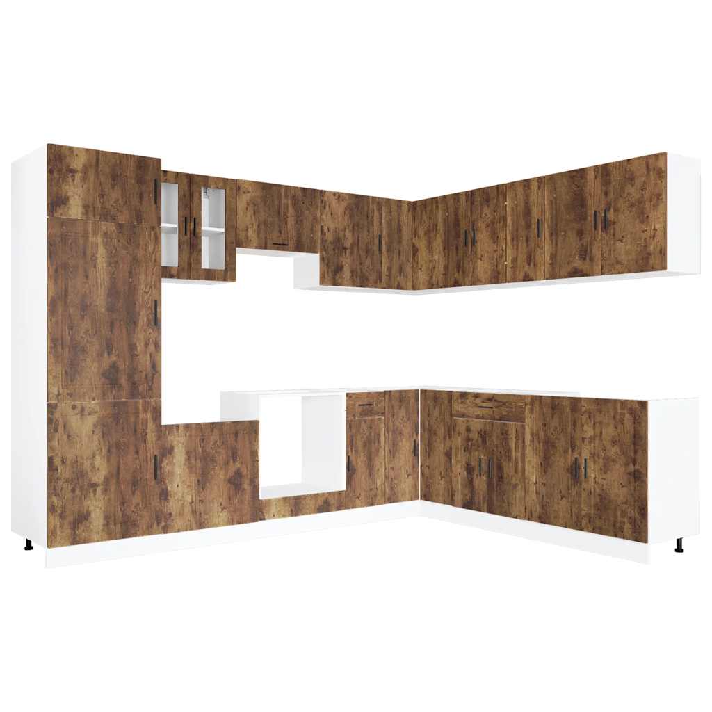 14 Piece Kitchen Cabinet Set Porto Smoked Oak Engineered Wood
