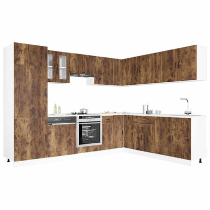 14 Piece Kitchen Cabinet Set Porto Smoked Oak Engineered Wood