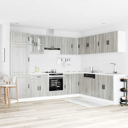 14 Piece Kitchen Cabinet Set Porto Grey Sonoma Engineered Wood