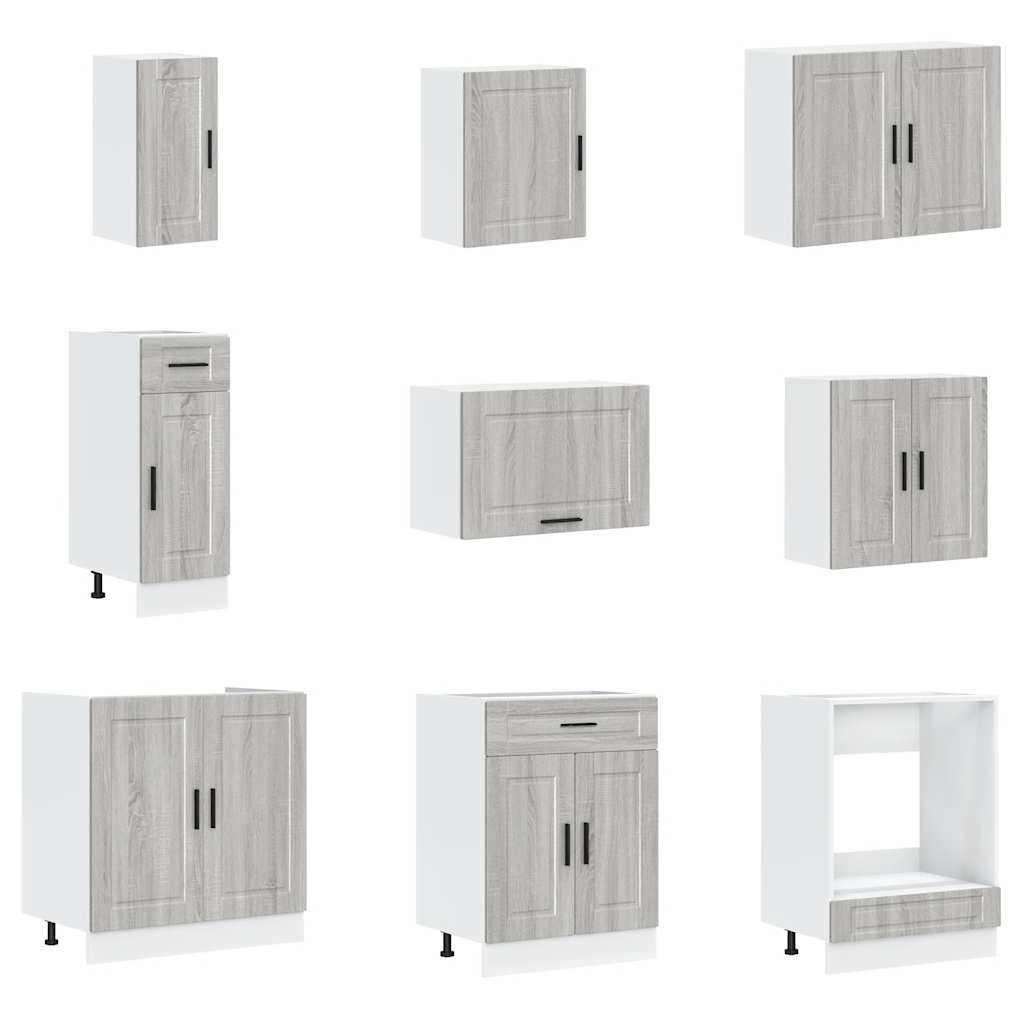 14 Piece Kitchen Cabinet Set Porto Grey Sonoma Engineered Wood