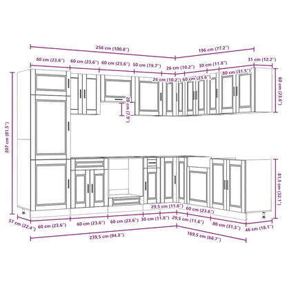14 Piece Kitchen Cabinet Set Porto Grey Sonoma Engineered Wood