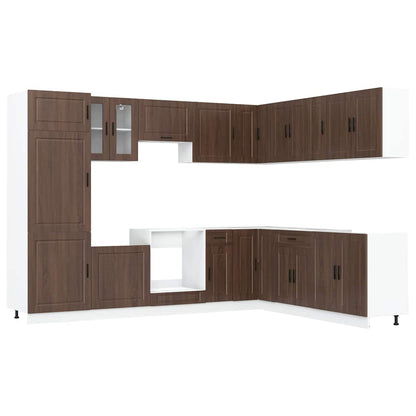 14 Piece Kitchen Cabinet Set Porto Brown Oak Engineered Wood