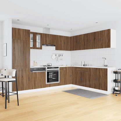 14 Piece Kitchen Cabinet Set Porto Brown Oak Engineered Wood