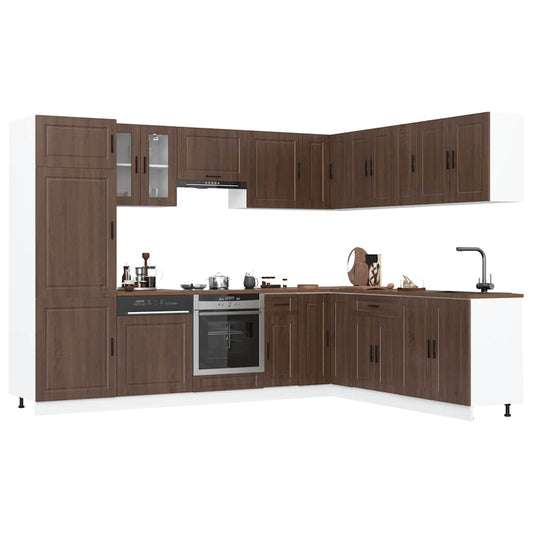 14 Piece Kitchen Cabinet Set Porto Brown Oak Engineered Wood