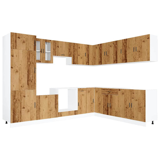 14 Piece Kitchen Cabinet Set Porto Old Wood Engineered Wood