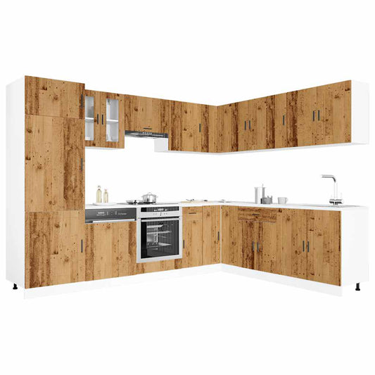14 Piece Kitchen Cabinet Set Porto Old Wood Engineered Wood