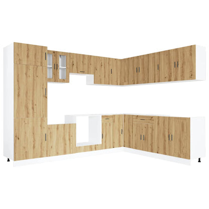 14 Piece Kitchen Cabinet Set Porto Artisan Oak Engineered Wood