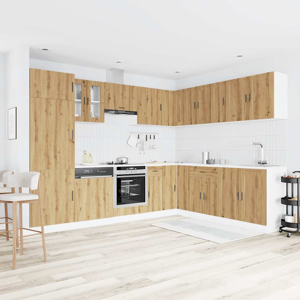 14 Piece Kitchen Cabinet Set Porto Artisan Oak Engineered Wood