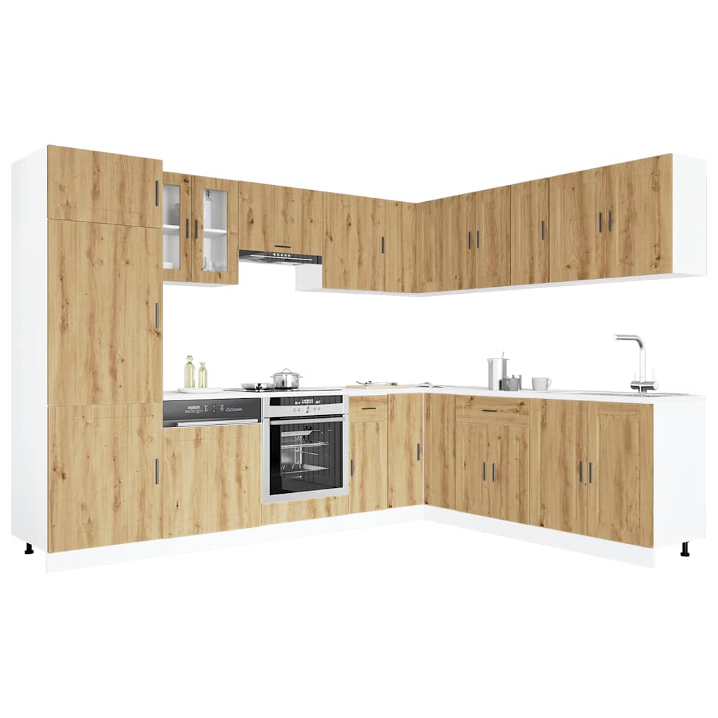 14 Piece Kitchen Cabinet Set Porto Artisan Oak Engineered Wood