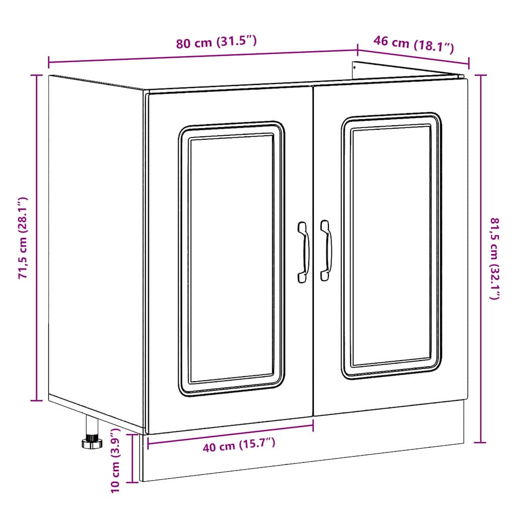 Kitchen Cabinet Kalmar Black 80 x 46 x 81.5 cm Engineered Wood