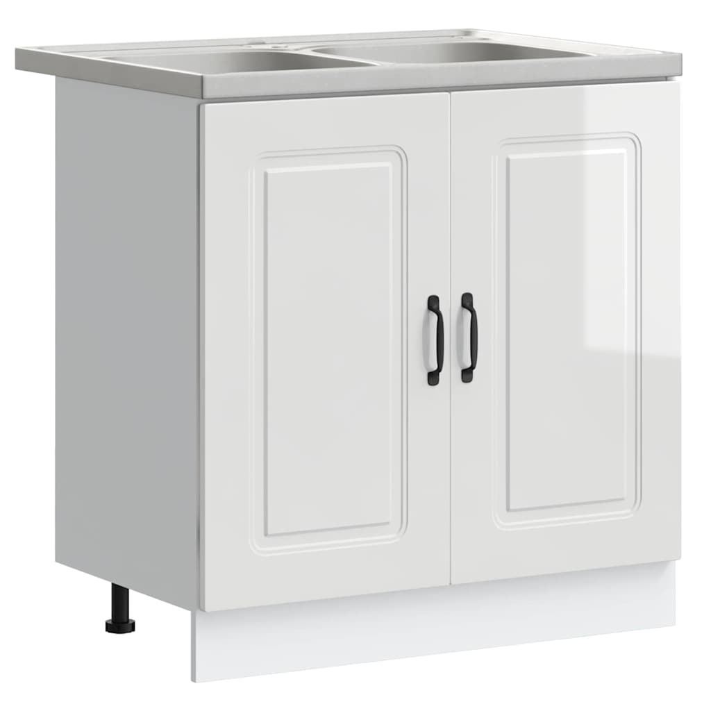 Kitchen Cabinet with Door Kalmar Glossy White 80 x 46 x 81.5 cm