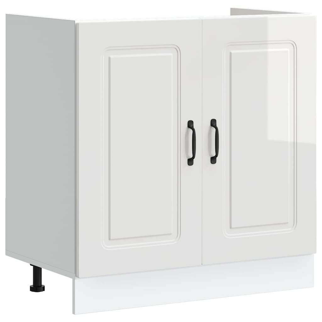 Kitchen Cabinet with Door Kalmar Glossy White 80 x 46 x 81.5 cm