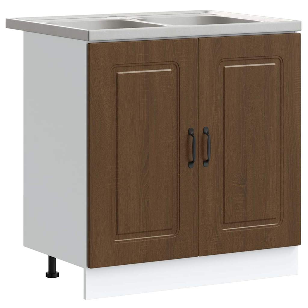 Kitchen Cabinet with Storage Kalmar Brown Oak 80 x 46 x 81.5 cm