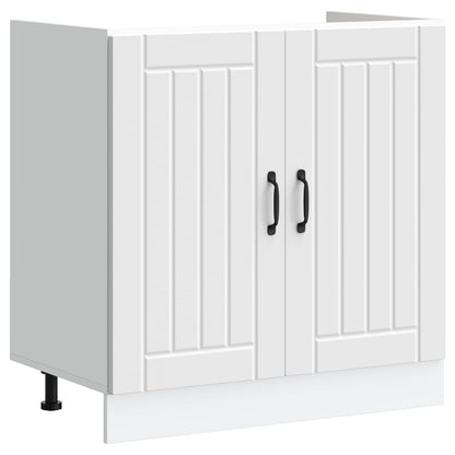 Sink Base Cabinet with Door Lucca 2 pcs White Engineered Wood