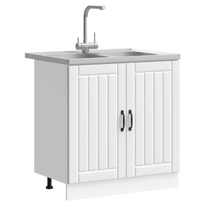 Sink Base Cabinet with Door Lucca 2 pcs White Engineered Wood
