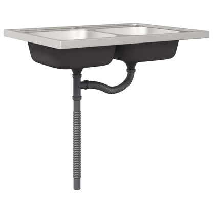 Sink Base Cabinet with Door Lucca 2 pcs Black Engineered Wood