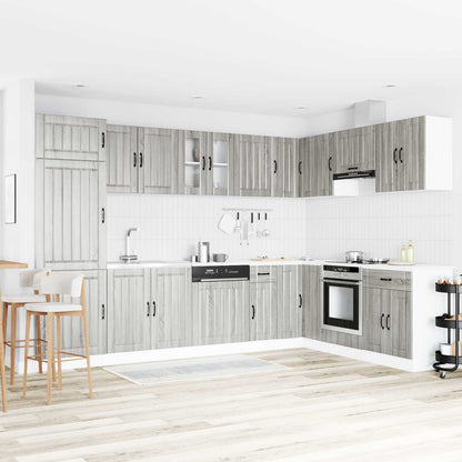Sink Base Cabinet Lucca 2 pcs Grey Sonoma Engineered Wood