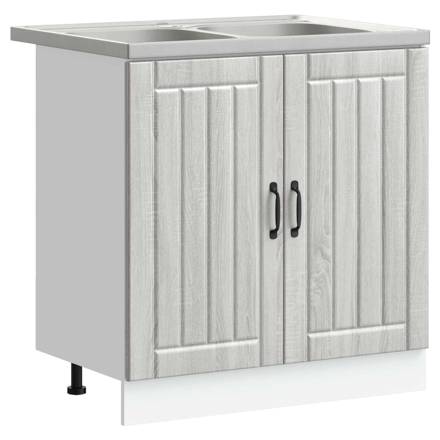 Sink Base Cabinet Lucca 2 pcs Grey Sonoma Engineered Wood