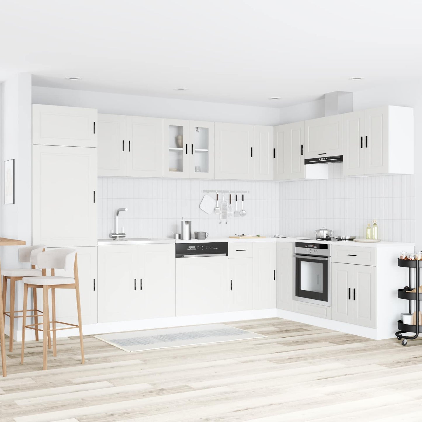Sink Base Cabinet with Door Porto 2 pcs White Engineered wood