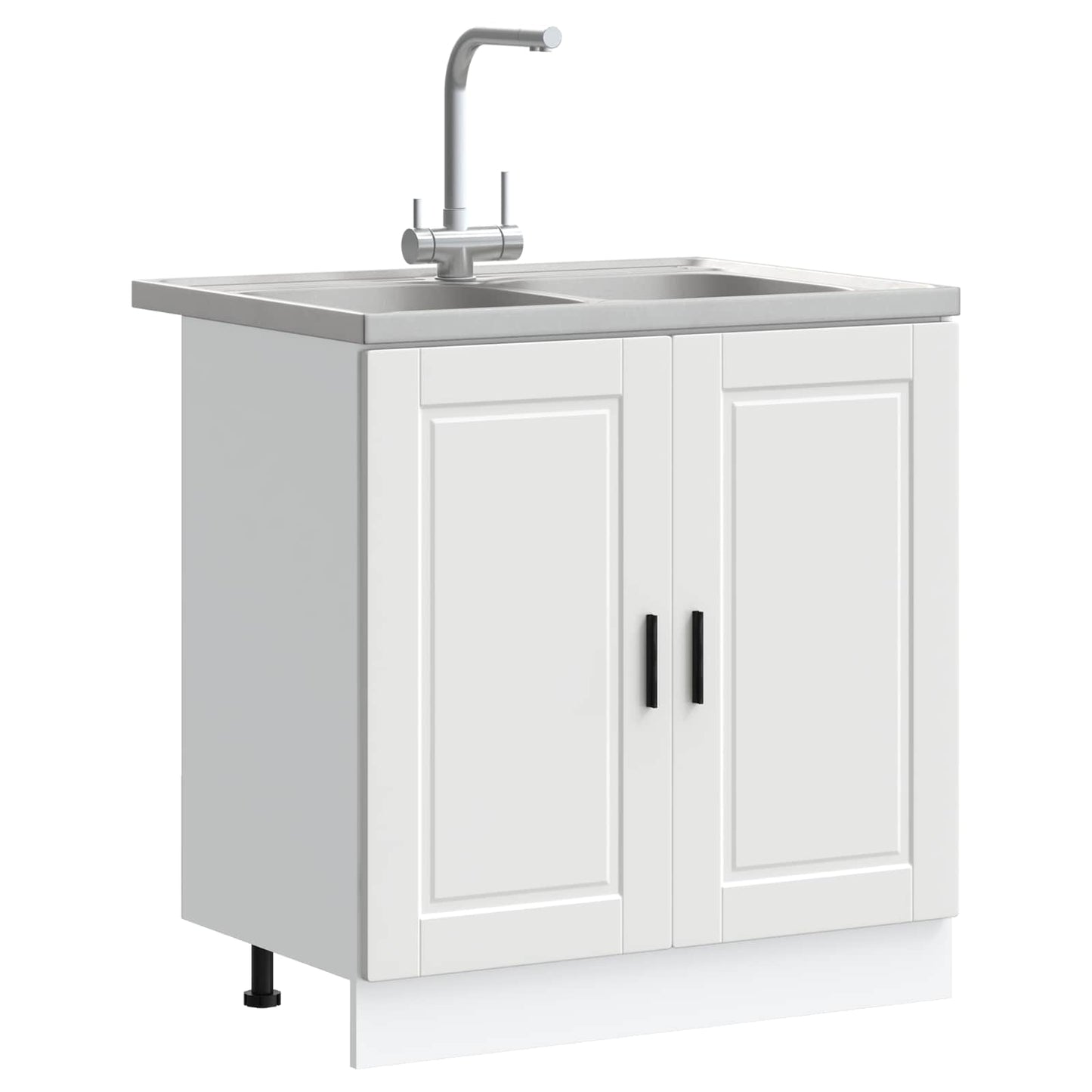 Sink Base Cabinet with Door Porto 2 pcs White Engineered wood