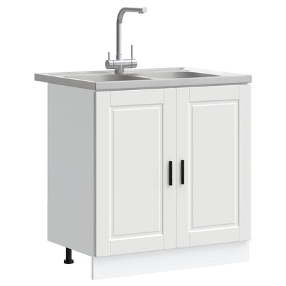 Sink Base Cabinet with Door Porto 2 pcs White Engineered wood
