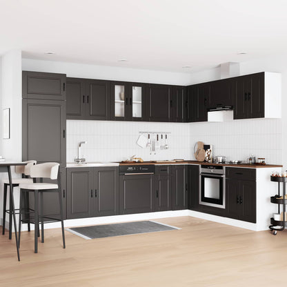 Sink Base Cabinet with Door Porto 2 pcs Black Engineered wood