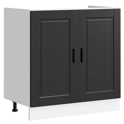 Sink Base Cabinet with Door Porto 2 pcs Black Engineered wood