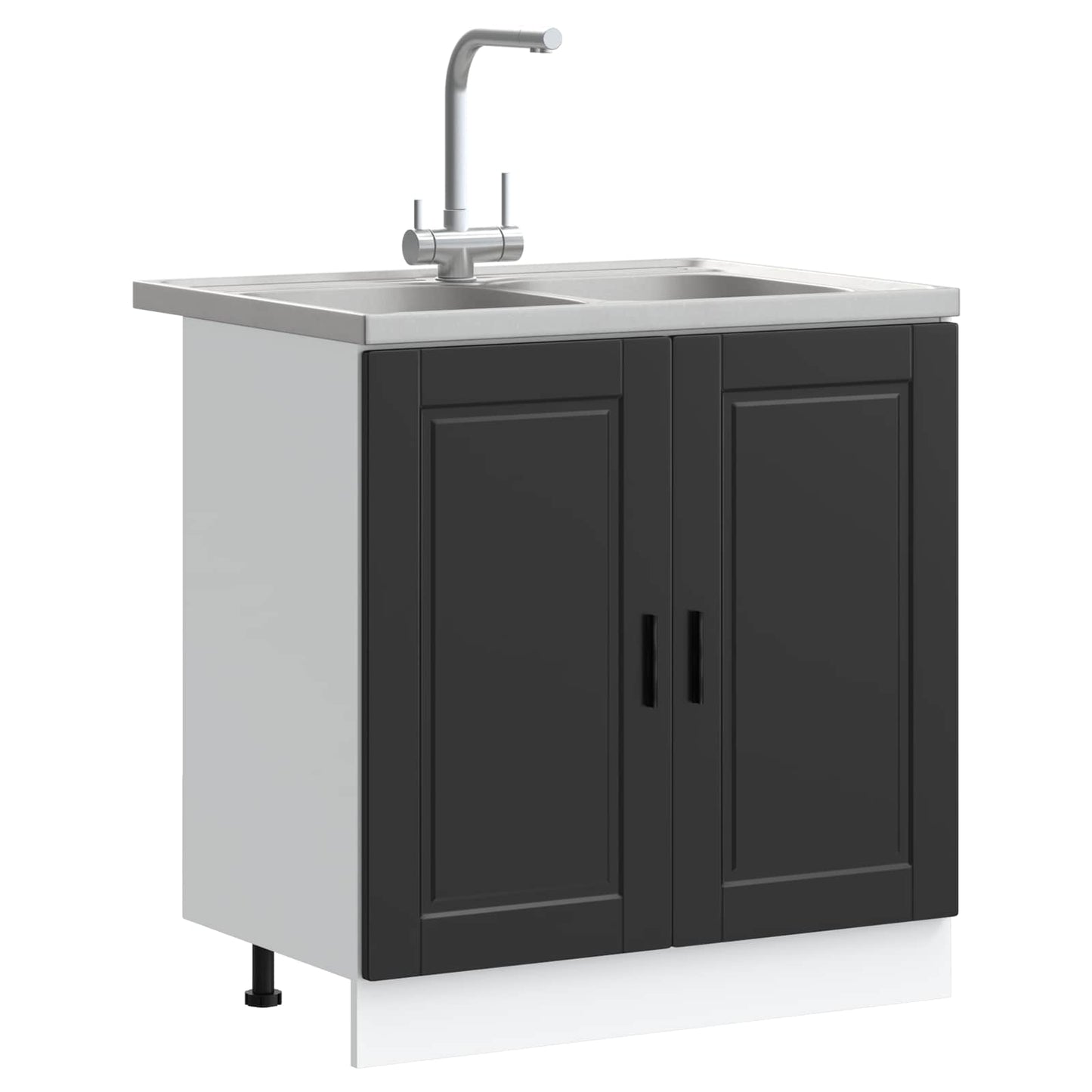 Sink Base Cabinet with Door Porto 2 pcs Black Engineered wood
