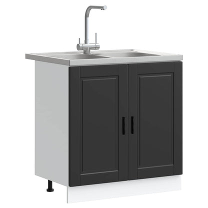 Sink Base Cabinet with Door Porto 2 pcs Black Engineered wood