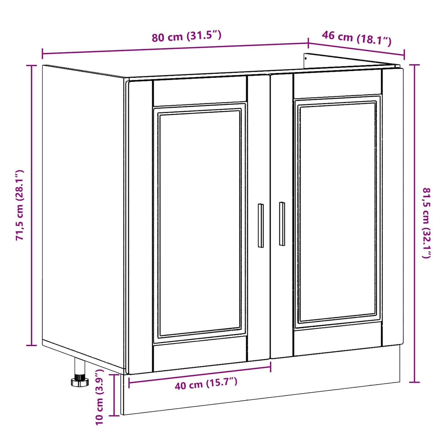 Sink Base Cabinet with Door Porto 2 pcs Black Engineered wood