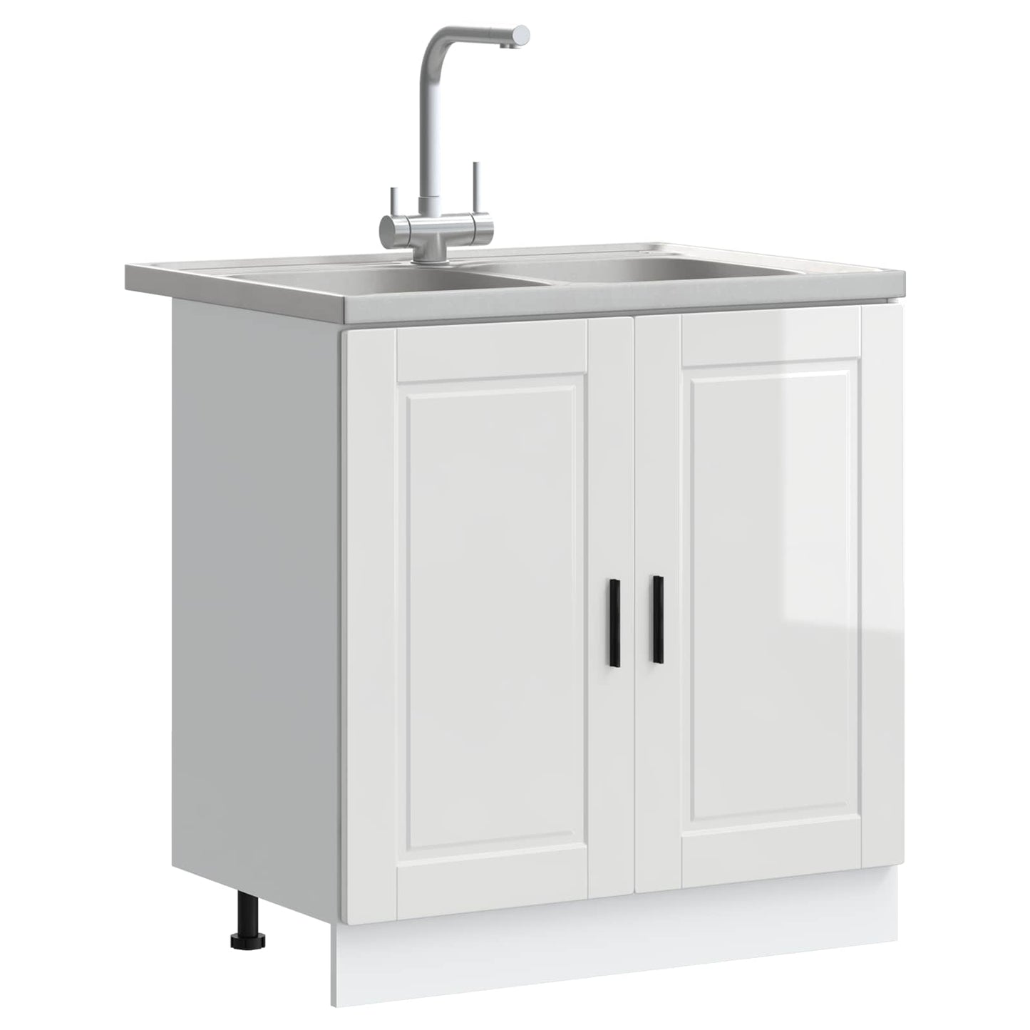 Sink Base Cabinet with Door Porto 2 pcs White Engineered wood