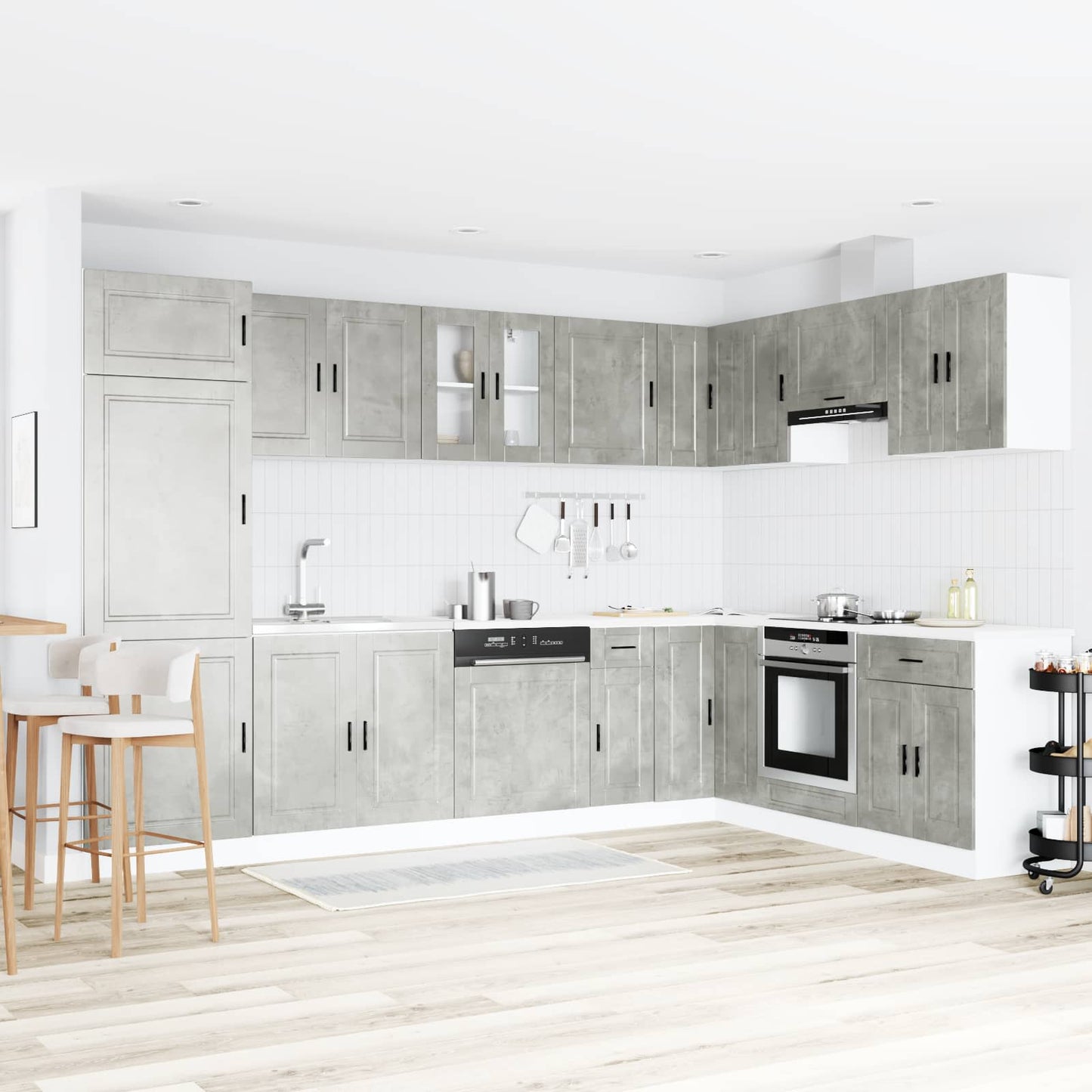 Sink Base Cabinet with Storage Porto 2 pcs Grey Engineered wood